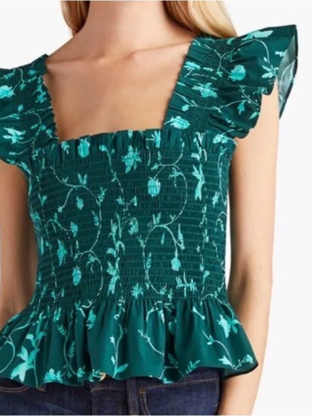 Hill House Home Paz Top in Emerald Botanical